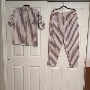 Catalina Striped Two-Piece Set pijama— Red, Navy & White